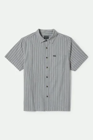 CRU Oxford Stripe S/S Shirt - Basalt Blue/Whitcap Stripe Brixton