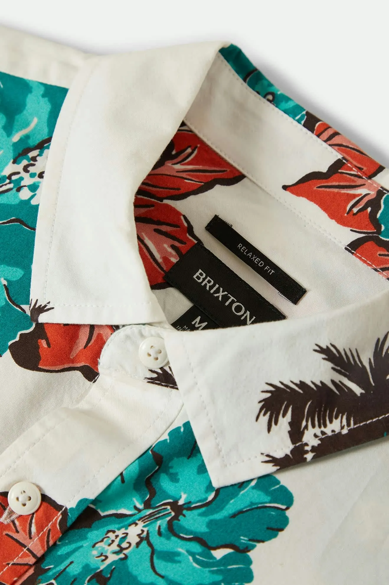 CRU Print Relaxed S/S Shirt - Off White/Aquatic Green Floral Brixton