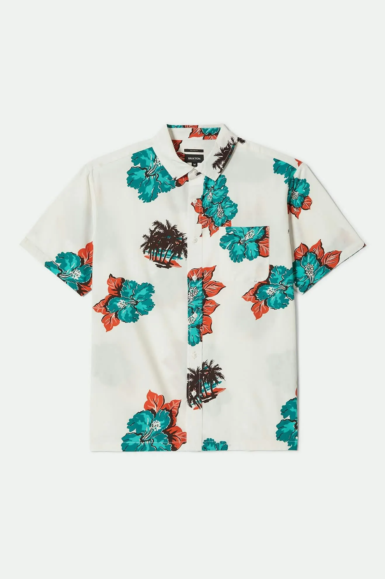 CRU Print Relaxed S/S Shirt - Off White/Aquatic Green Floral Brixton
