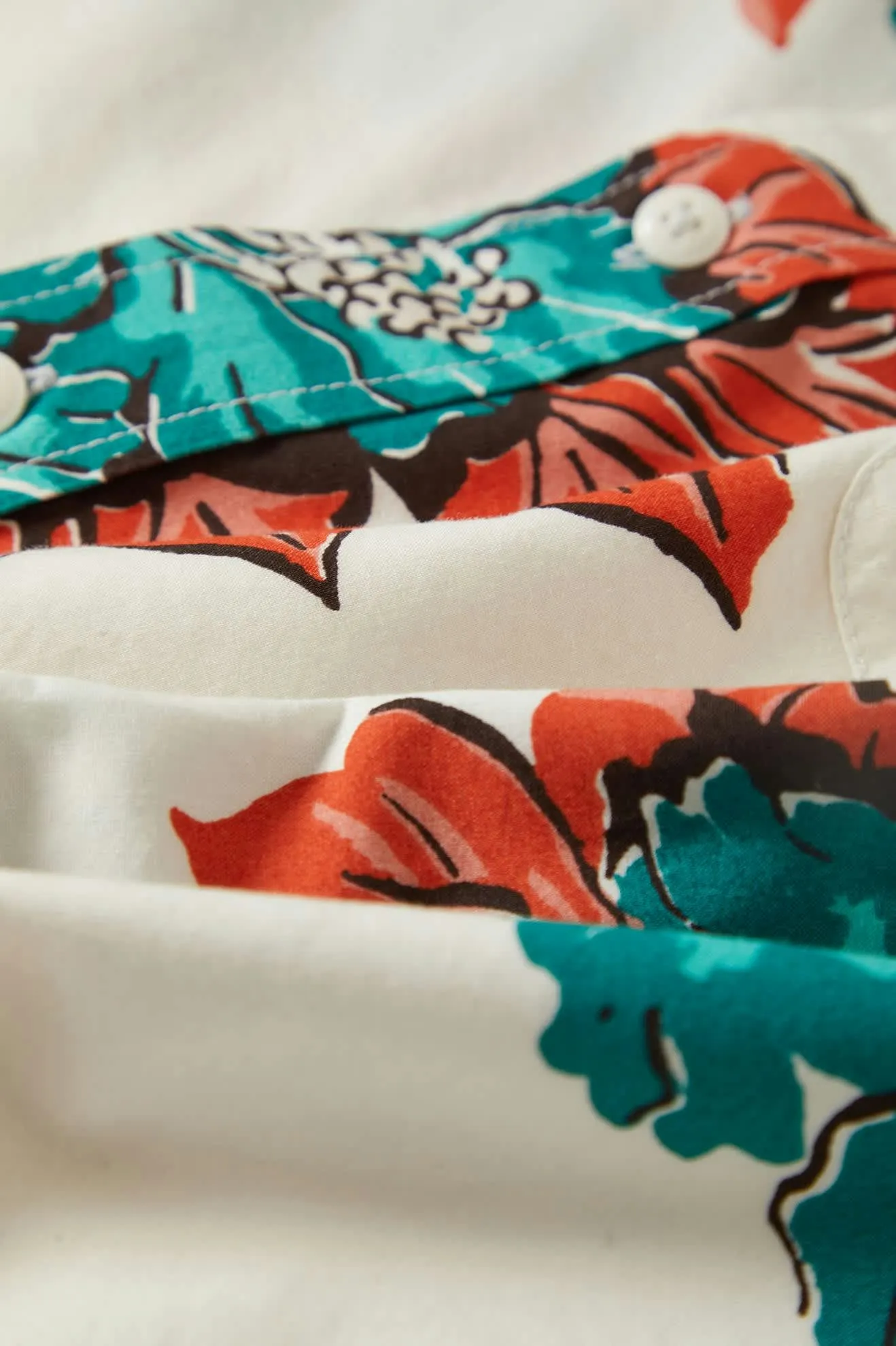 CRU Print Relaxed S/S Shirt - Off White/Aquatic Green Floral Brixton