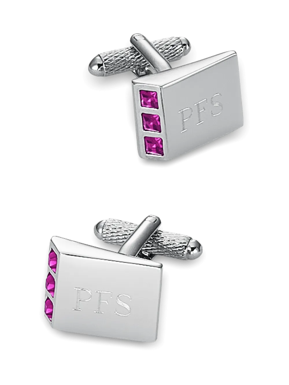 Crystal Side Engravable Cufflinks - Purple