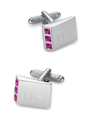 Crystal Side Engravable Cufflinks - Purple