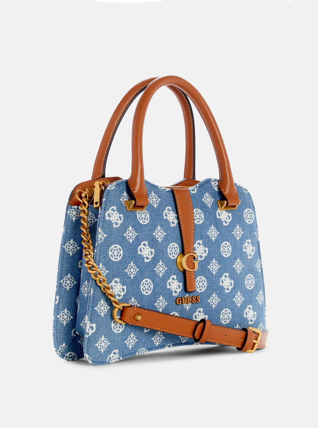 Denim Logo Kuba Small Satchel Guess