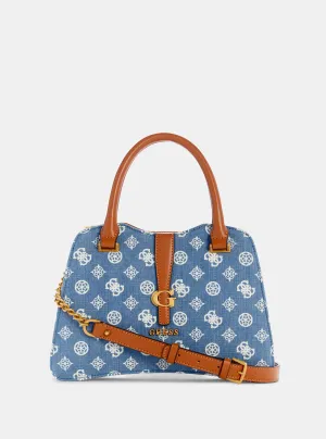 Denim Logo Kuba Small Satchel Guess