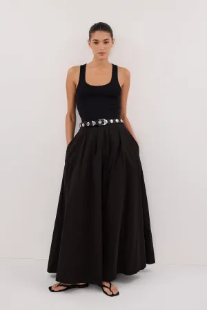 Dissh CONAGH BLACK POPLIN MIDI SKIRT