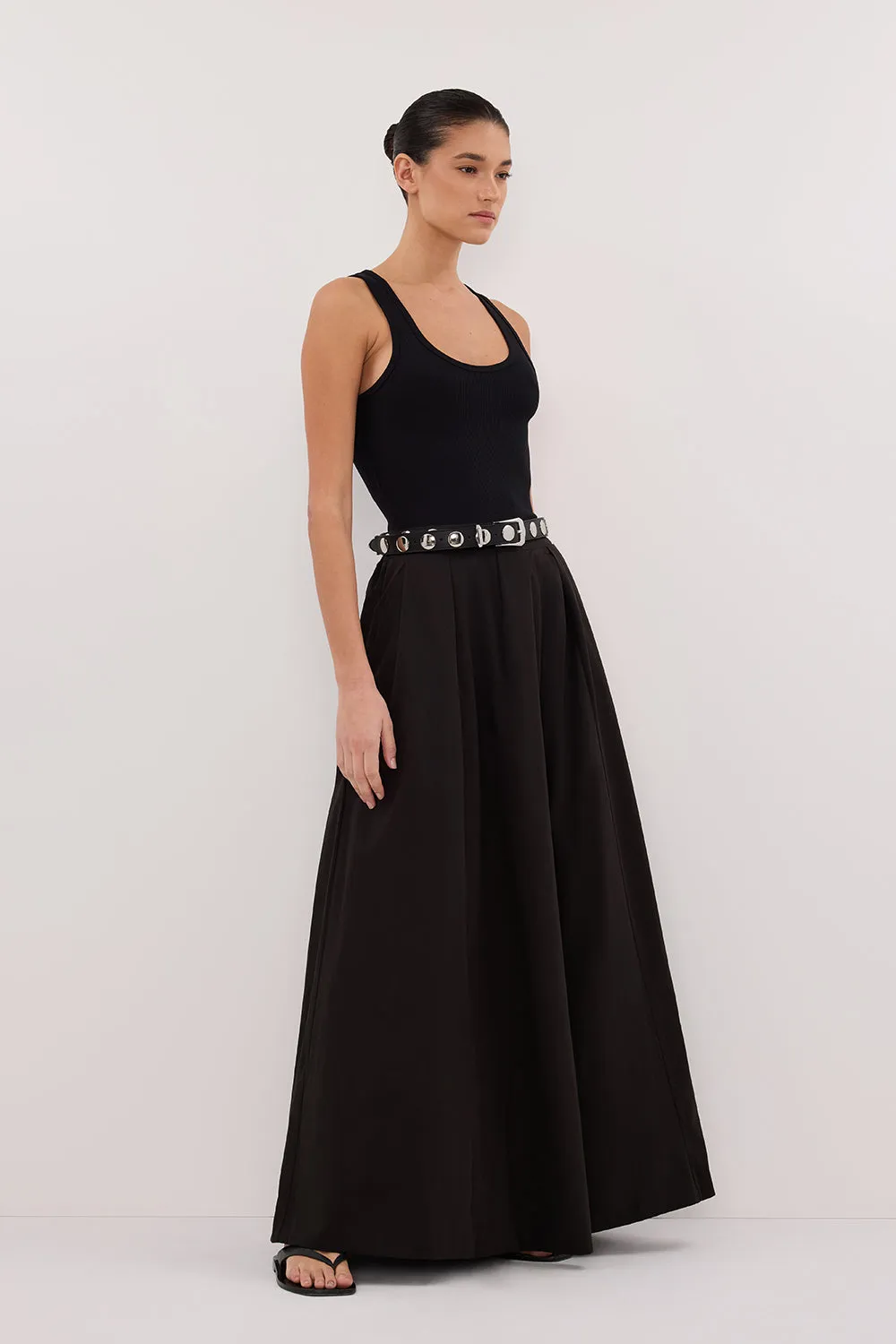 Dissh CONAGH BLACK POPLIN MIDI SKIRT