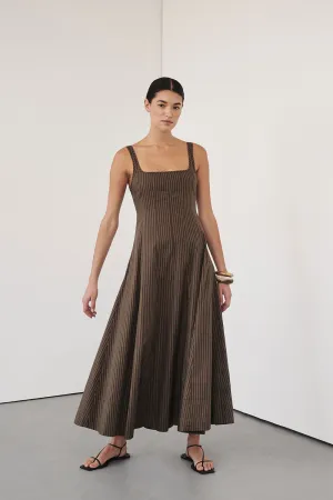 Dissh RILEY CHOCOLATE STRIPE MIDI DRESS