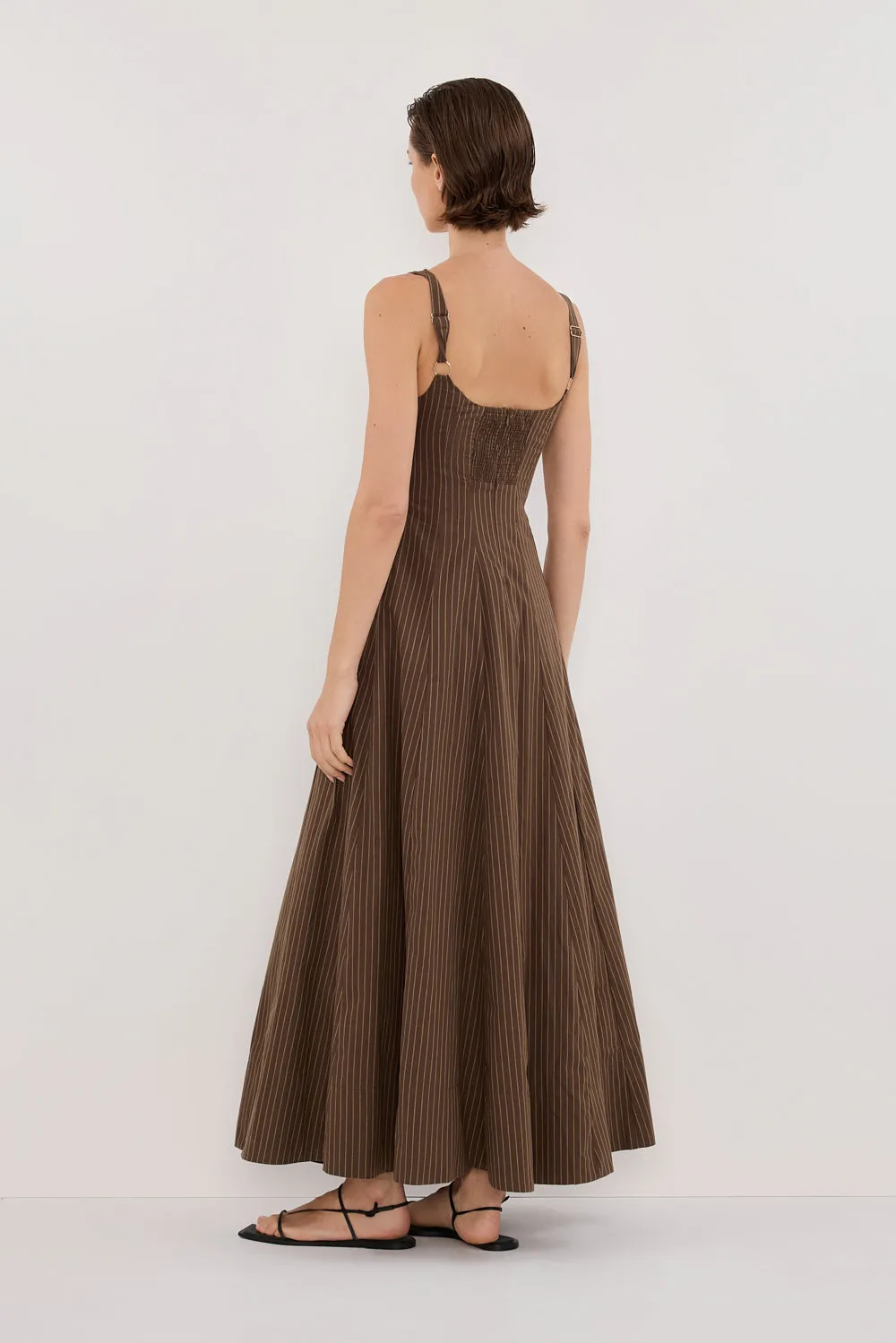 Dissh RILEY CHOCOLATE STRIPE MIDI DRESS