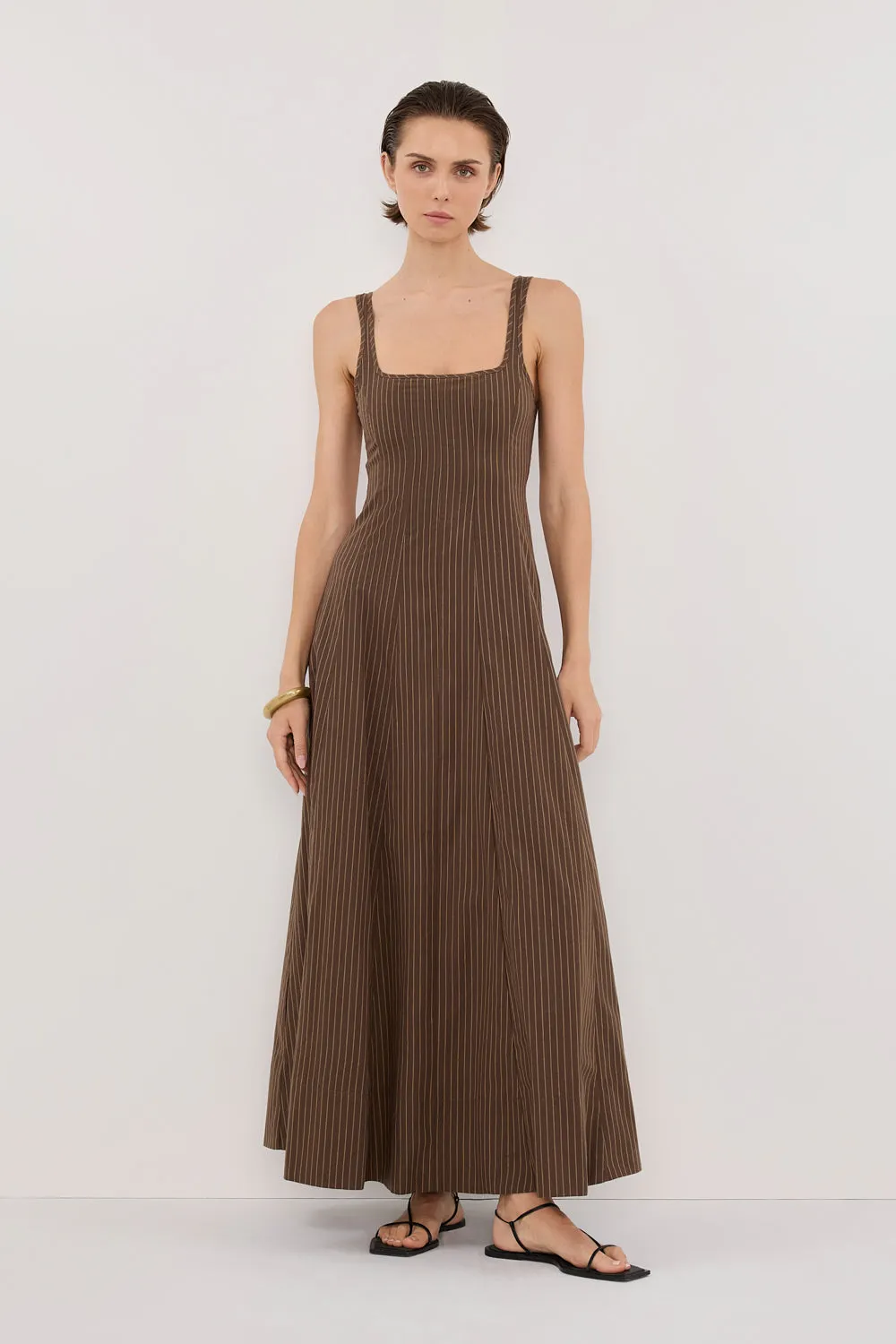 Dissh RILEY CHOCOLATE STRIPE MIDI DRESS