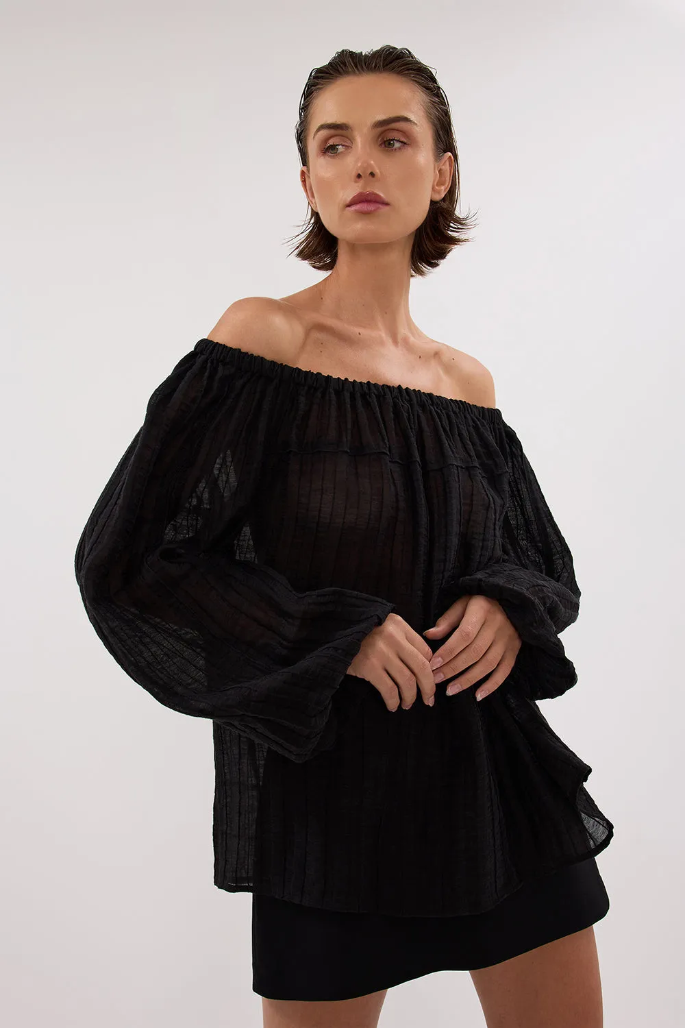 Dissh TAHITI BLACK LONG SLEEVE TOP
