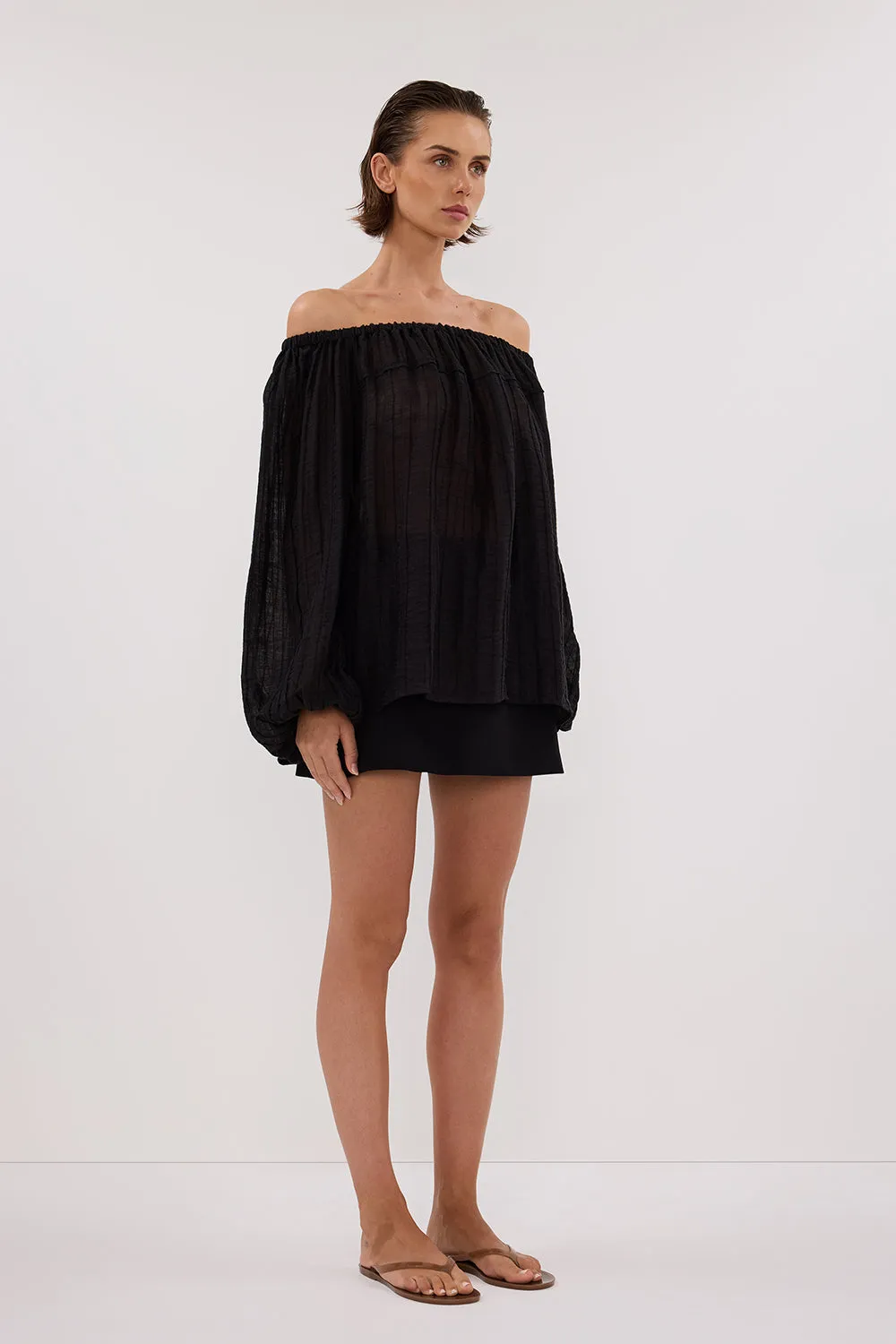 Dissh TAHITI BLACK LONG SLEEVE TOP