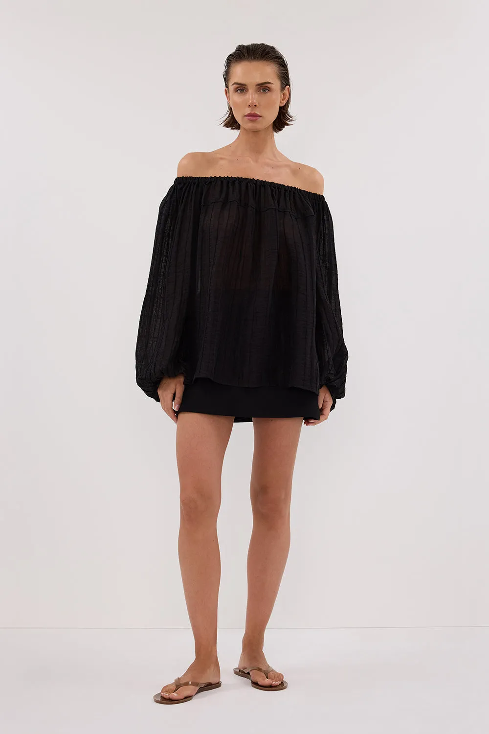Dissh TAHITI BLACK LONG SLEEVE TOP