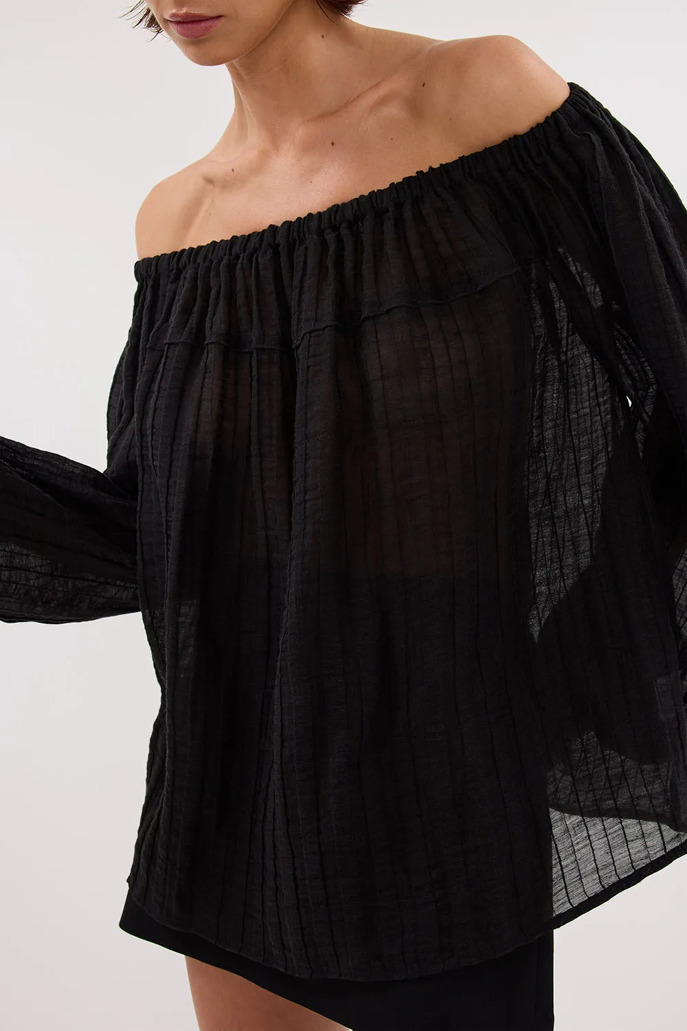 Dissh TAHITI BLACK LONG SLEEVE TOP