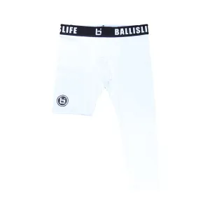 DN1 One Leg Compression Tights in White Ballislife