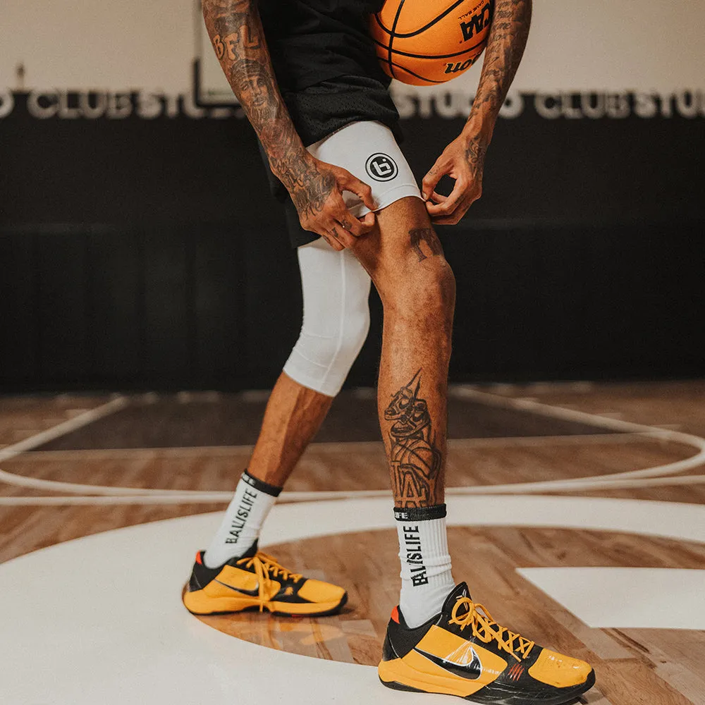 DN1 One Leg Compression Tights in White Ballislife