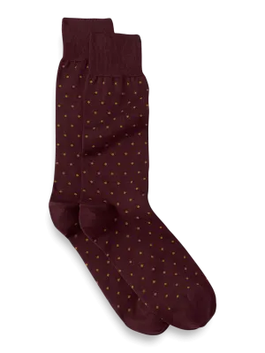 Dot Cotton Blend Sock - Burgundy Multi