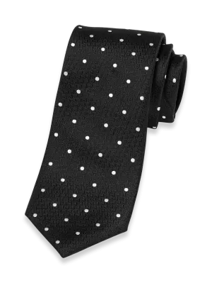 Dot Woven Silk Tie - Black
