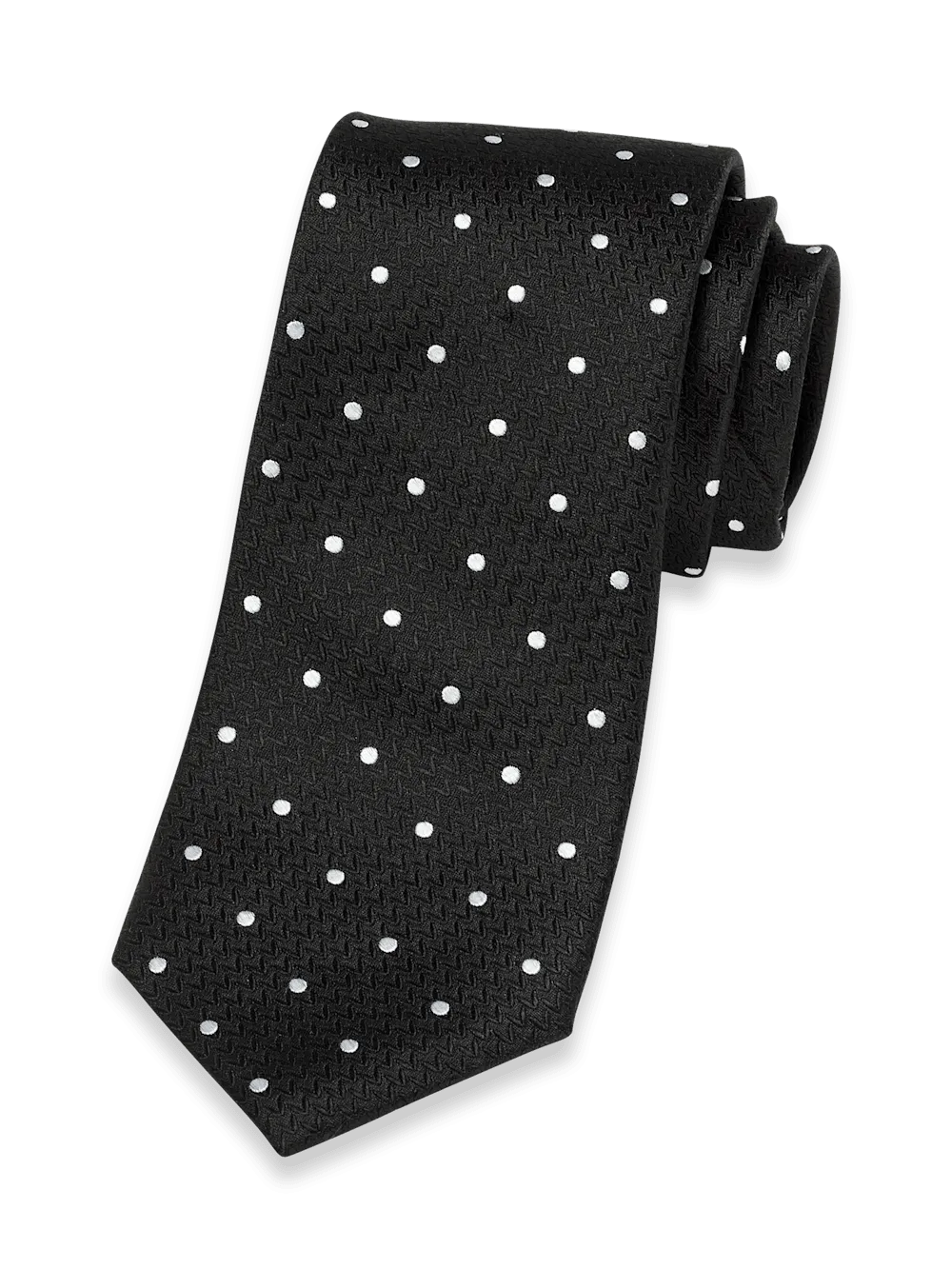 Dot Woven Silk Tie - Black