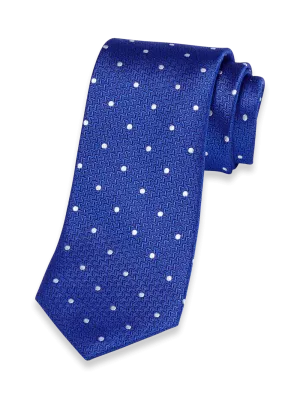 Dot Woven Silk Tie - Blue