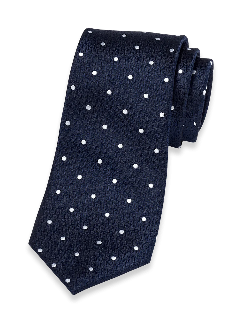 Dot Woven Silk Tie - Navy