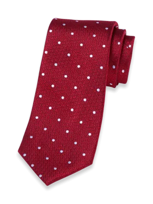 Dot Woven Silk Tie - Red