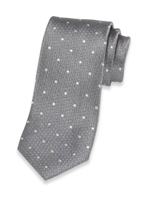 Dot Woven Silk Tie - Silver