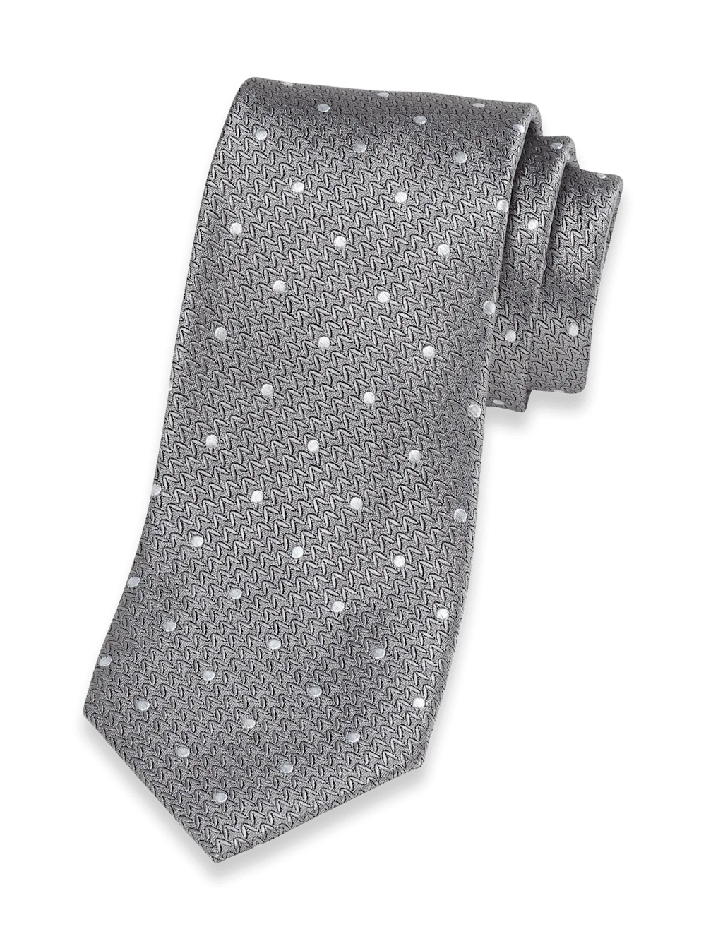 Dot Woven Silk Tie - Silver