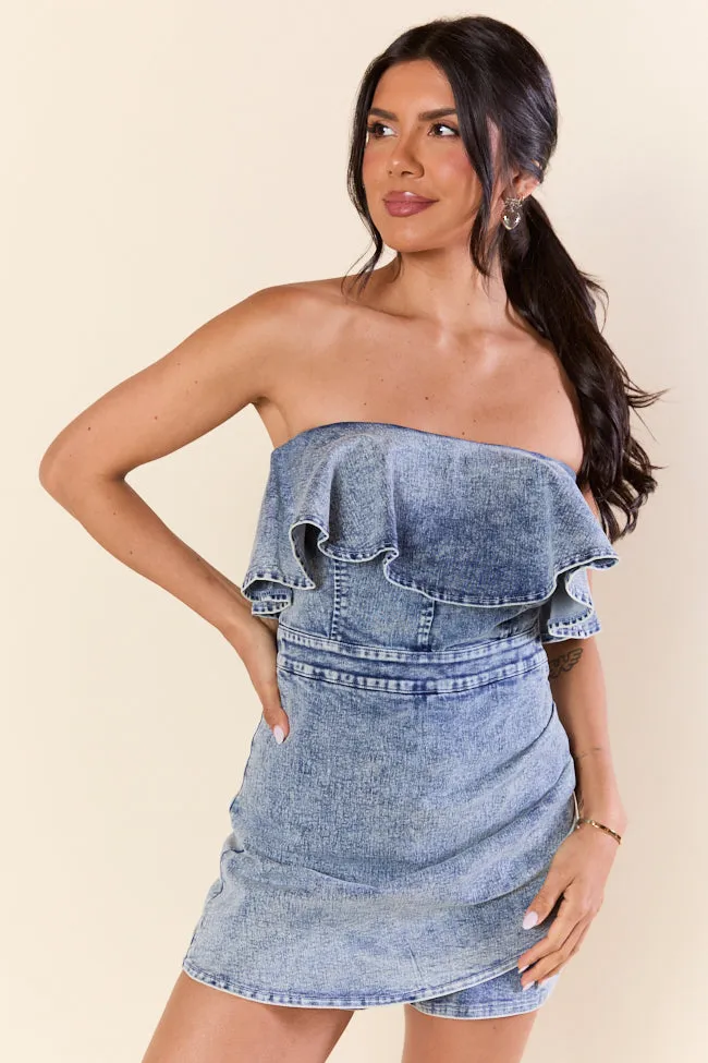 Dusk To Denim Wrap Romper