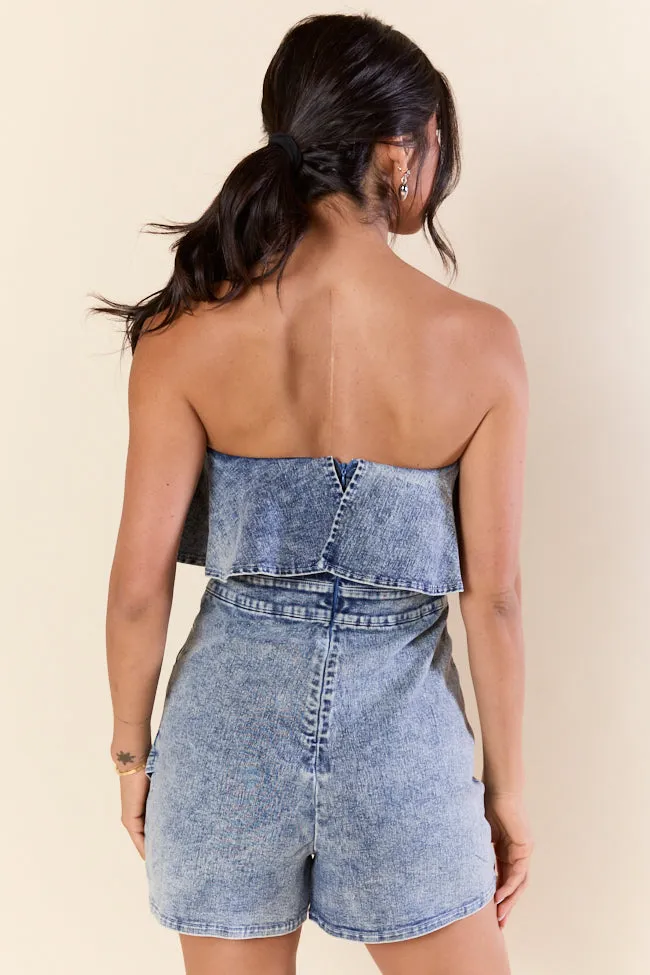 Dusk To Denim Wrap Romper