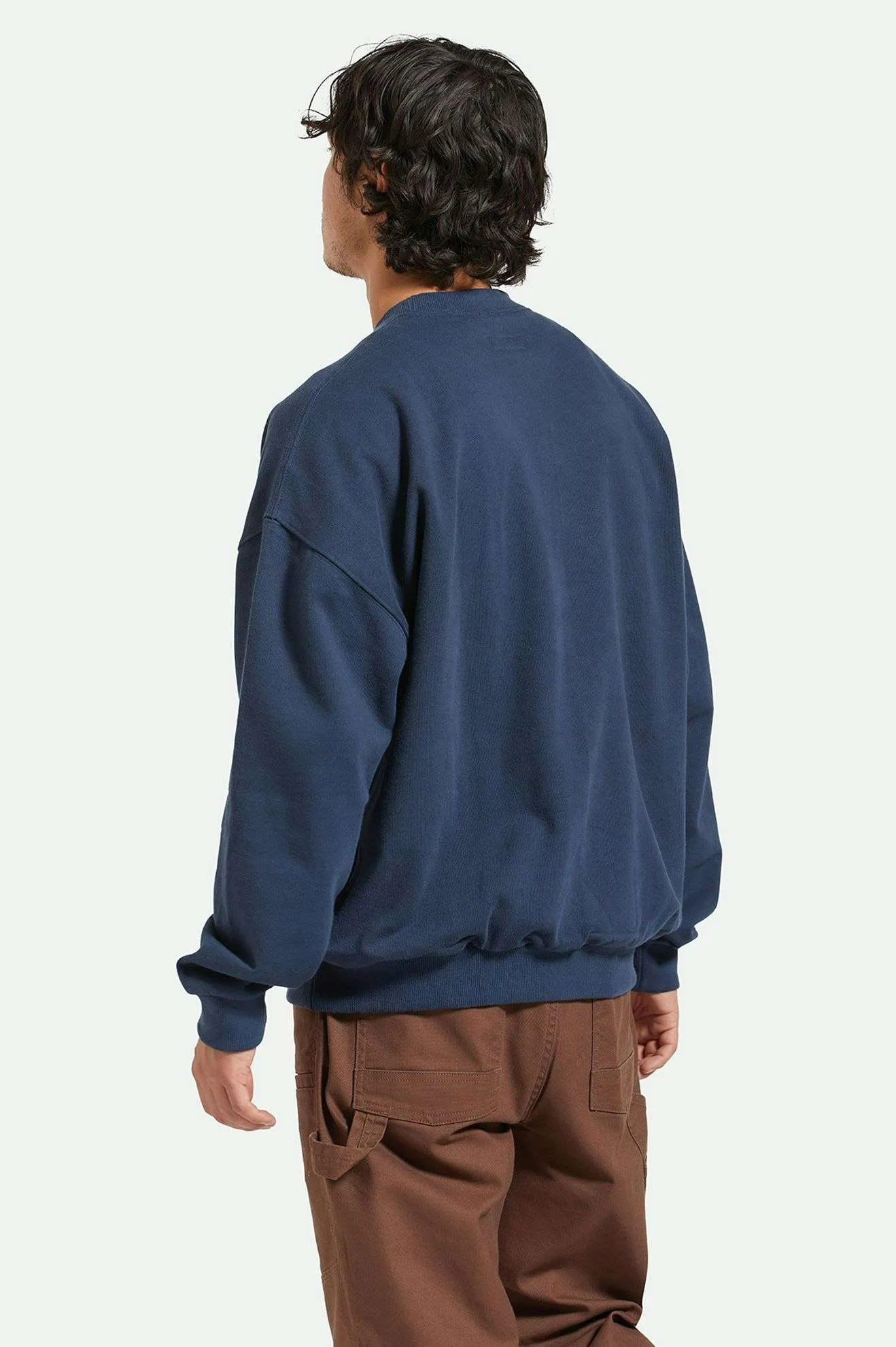Embroidered Heavyweight Oversized Crew - Washed Navy Brixton