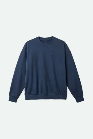 Embroidered Heavyweight Oversized Crew - Washed Navy Brixton