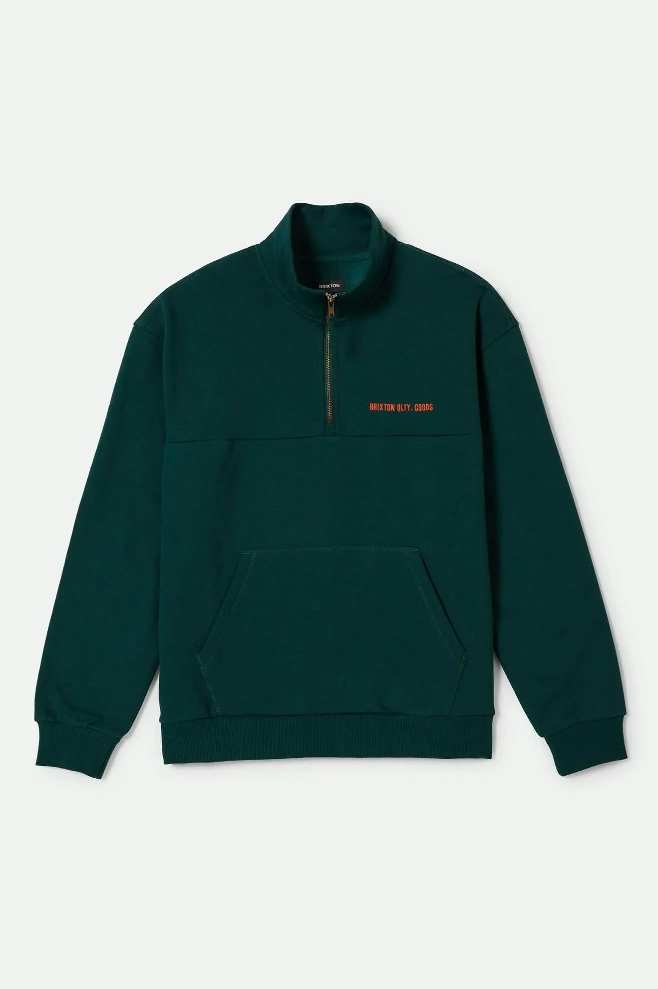 Embroidered Heavyweight Oversized Half Zip - Deep Emerald Brixton