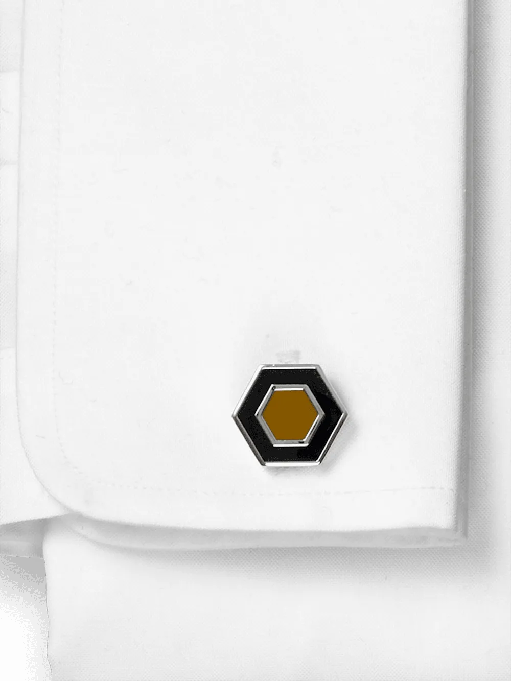 Enamel Hexagon Cufflinks - Black/tan