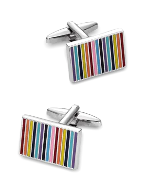 Enamel Multi Stripe Cufflinks - Multi