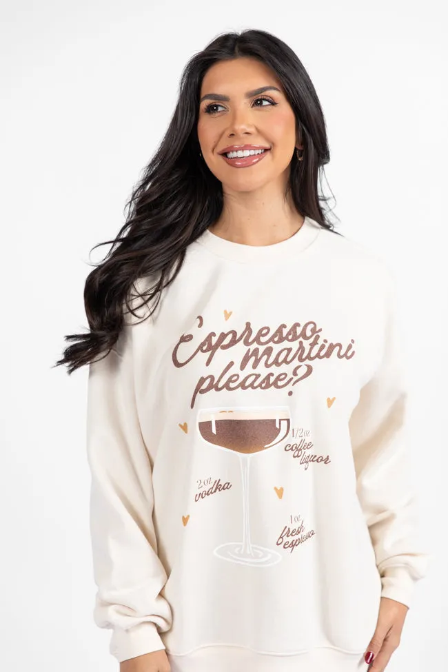 Espresso Martini Please Cream Graphic Sweatshirt SALE