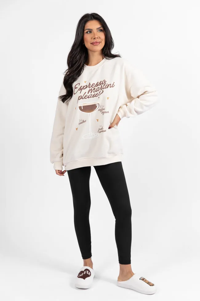 Espresso Martini Please Cream Graphic Sweatshirt SALE