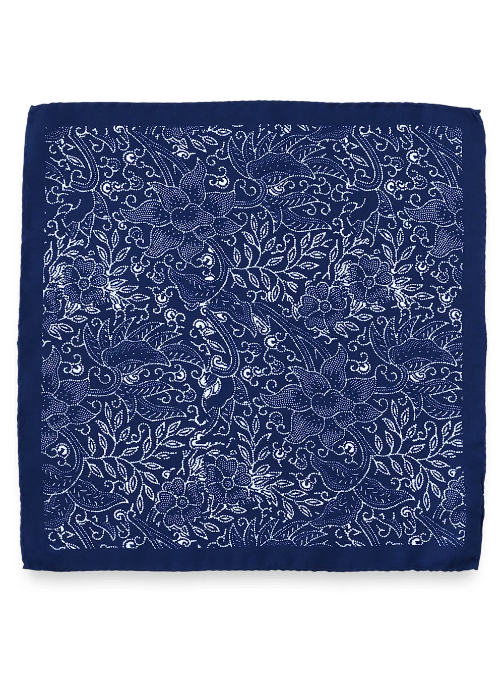 Floral Silk Pocket Square - Blue