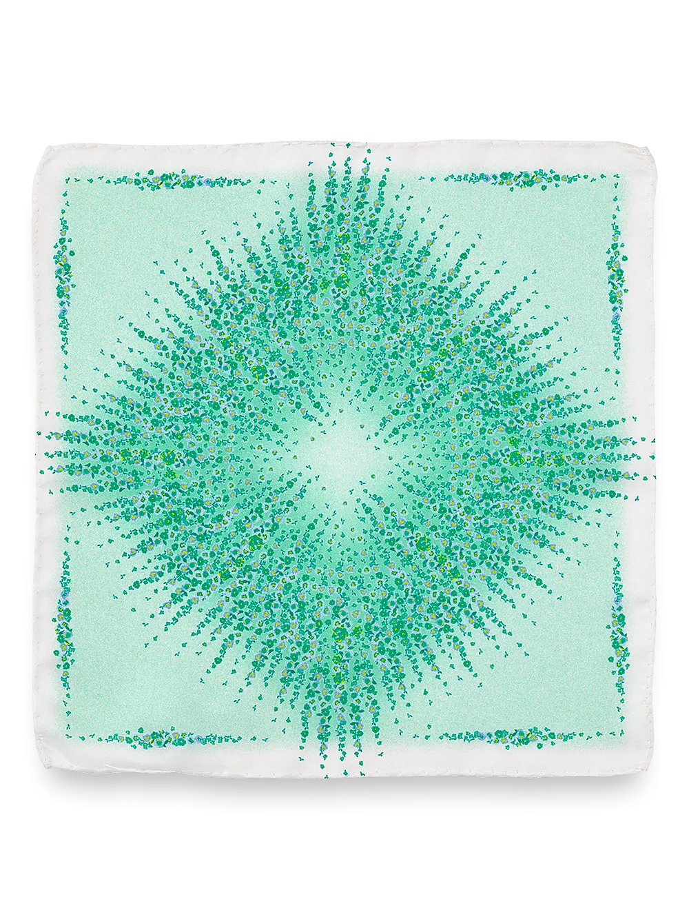 Floral Silk Pocket Square - Green/white