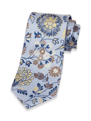 Floral Woven Silk Tie - Blue Multi
