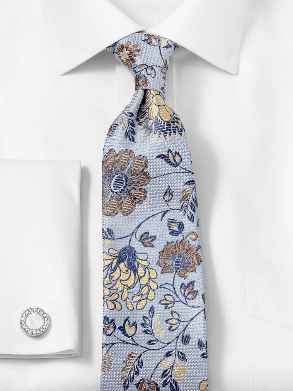 Floral Woven Silk Tie - Blue Multi