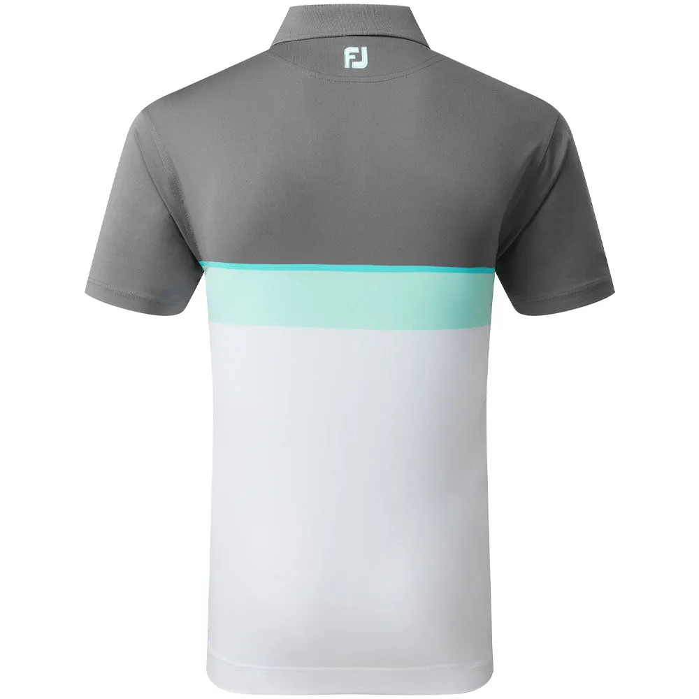FootJoy Colour Theory Polo Shirt - Lava/Maui Blue/Aqua Surf/White