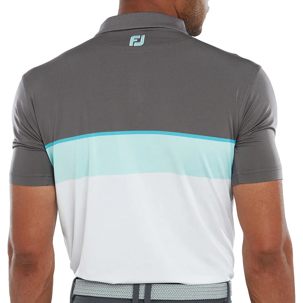 FootJoy Colour Theory Polo Shirt - Lava/Maui Blue/Aqua Surf/White