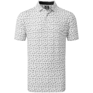 FootJoy Travel Print Polo Shirt - White/Black
