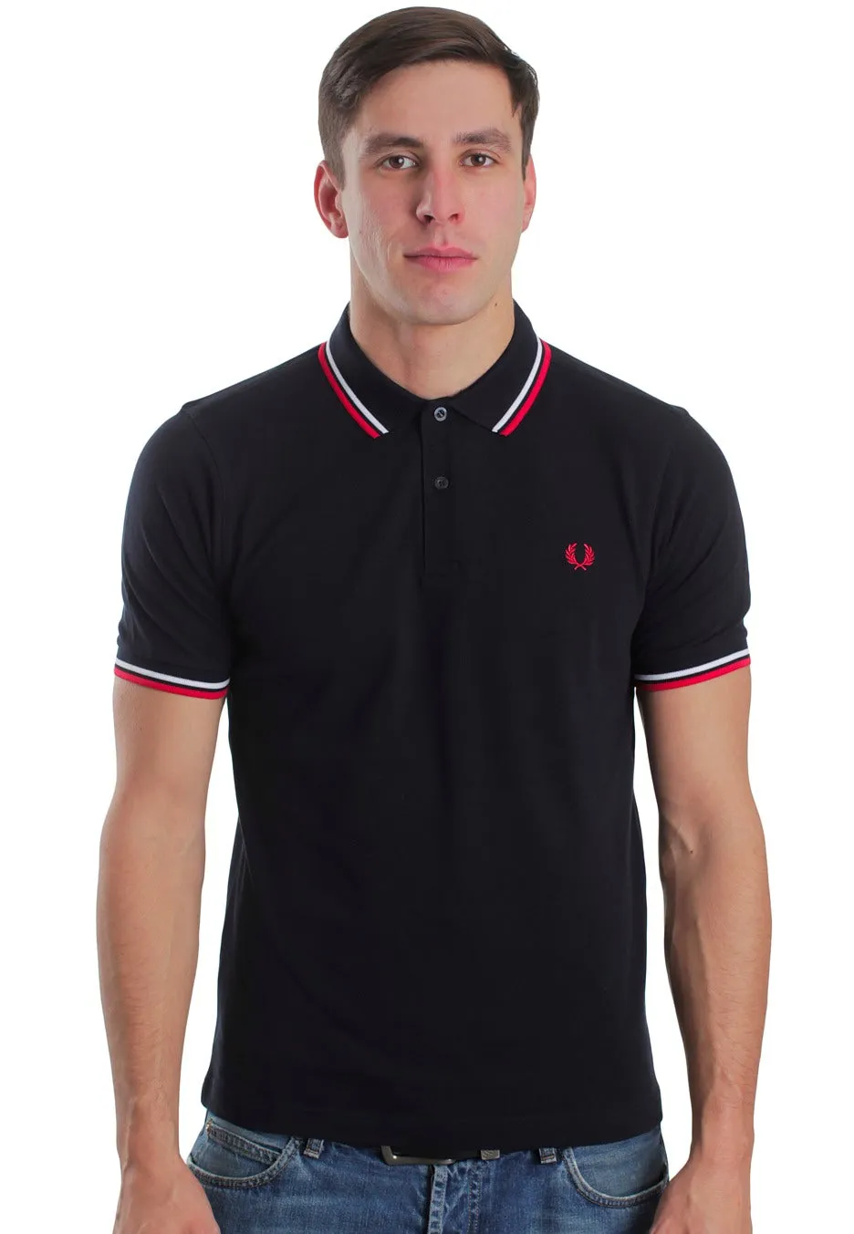 Fred Perry - Slim Fit Twin Tipped Navy/White/Red Core - Polo