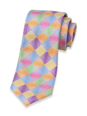 Geometric Woven Silk Tie - Multi