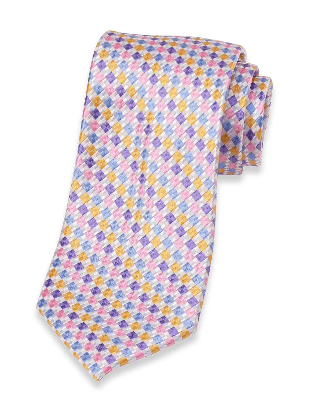 Geometric Woven Silk Tie - Purple Multi