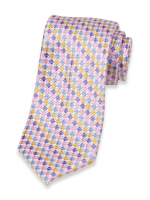 Geometric Woven Silk Tie - Purple Multi