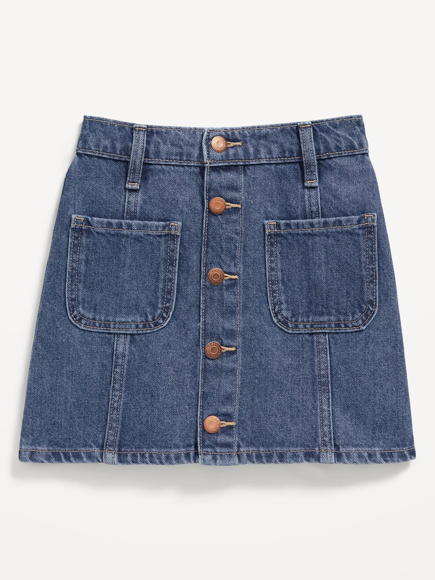 High-Waisted Button-Front Utility Mariner Jean Skirt for Girls