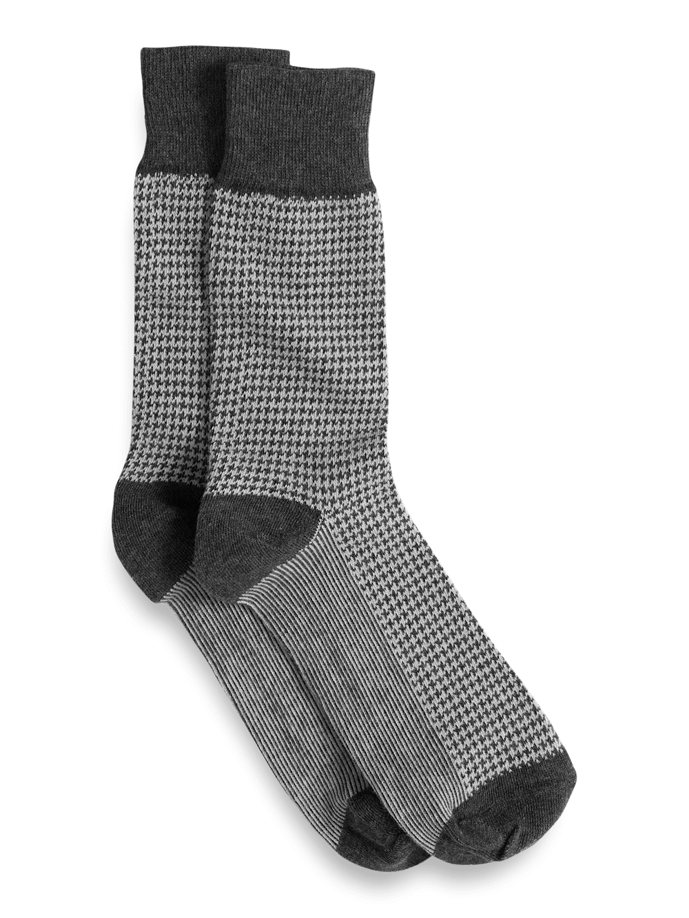 Houndstooth Cotton Blend Sock - Charcoal
