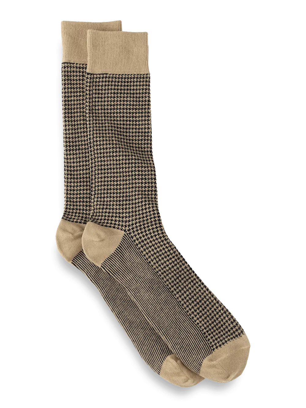 Houndstooth Cotton Blend Sock - Dark Khaki